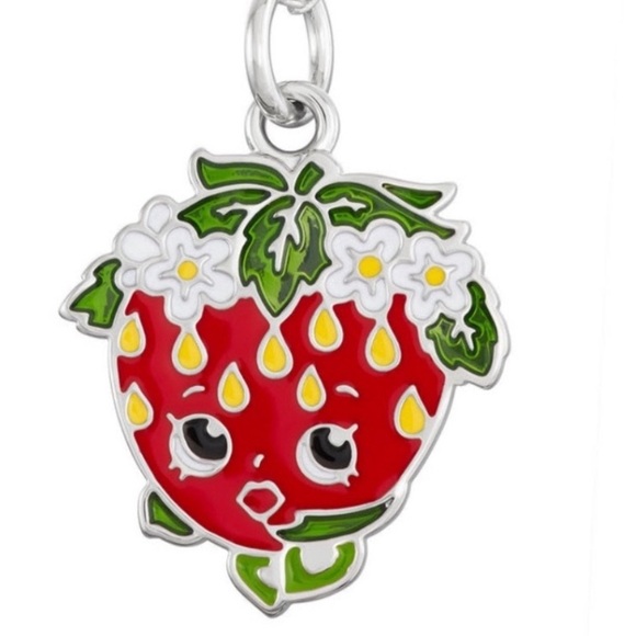 Shopkins Strawberry Kiss Necklace 18” Silver Tone Over Brass Necklace NEW GIFT - Picture 3 of 7